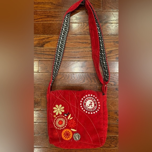 Handbags - Red Corduroy Quilted Collegiate Purse Alabama Crimson Tide Crossbody Front Flap